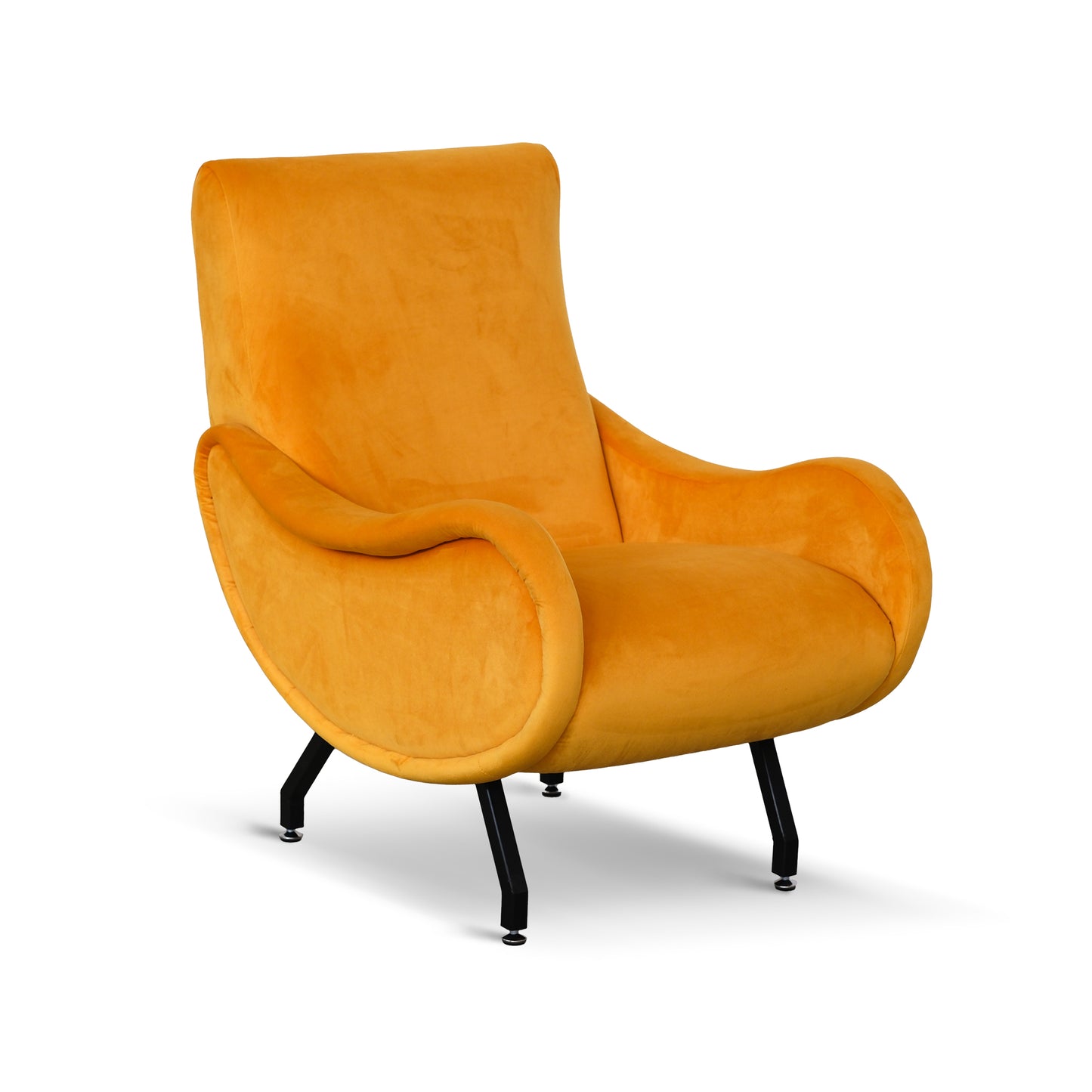 Fauteuil Miss en velours jaune moutarde