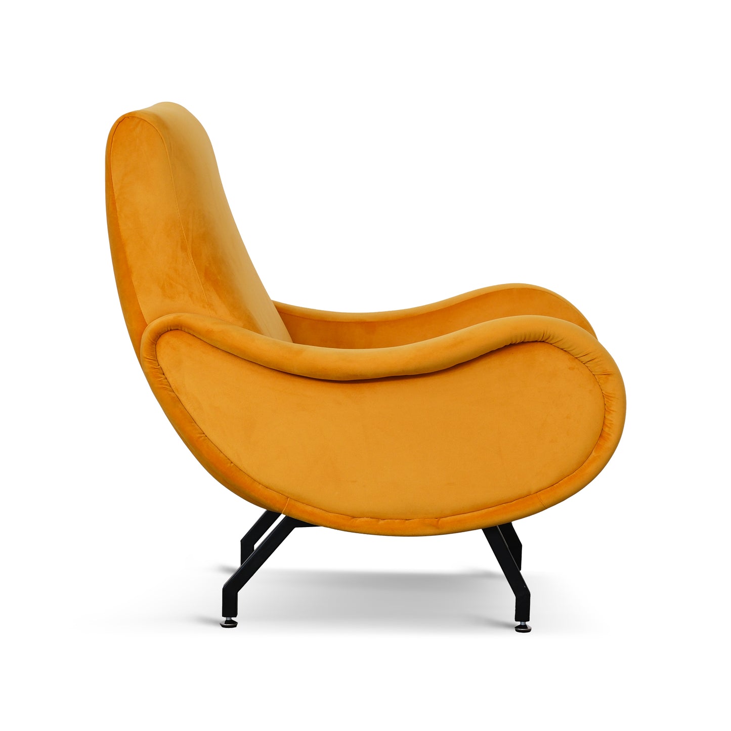 Fauteuil Miss en velours jaune moutarde