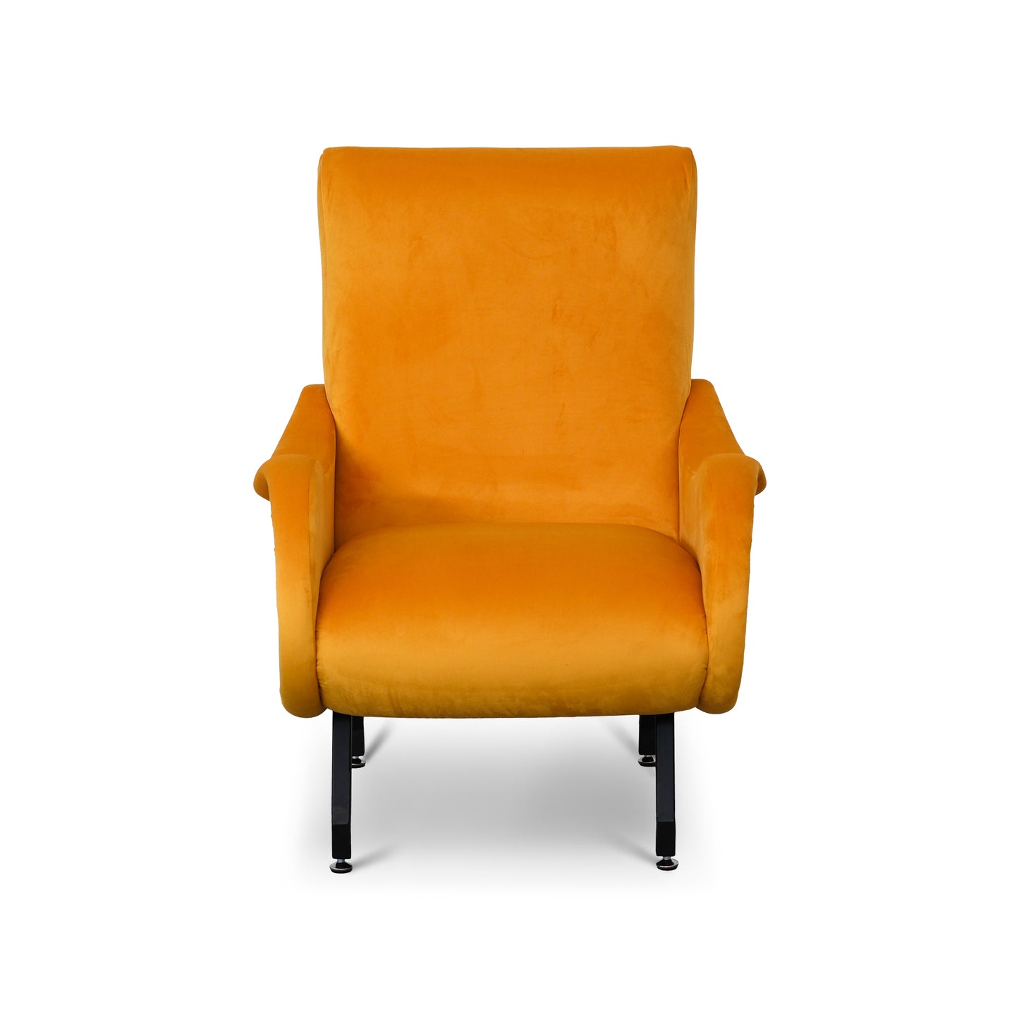 Fauteuil Miss en velours jaune moutarde