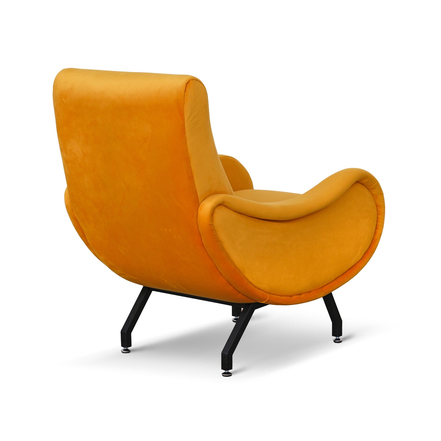 Fauteuil Miss en velours jaune moutarde