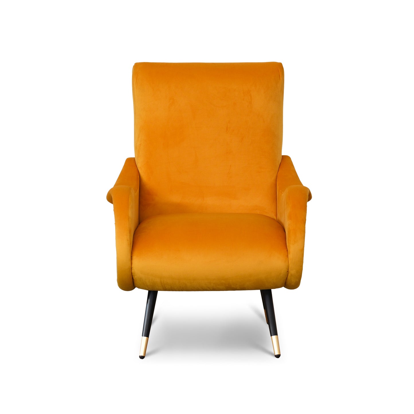 Fauteuil Miss en velours jaune moutarde