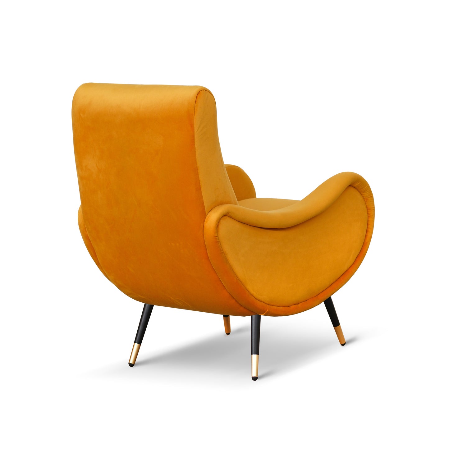 Fauteuil Miss en velours jaune moutarde