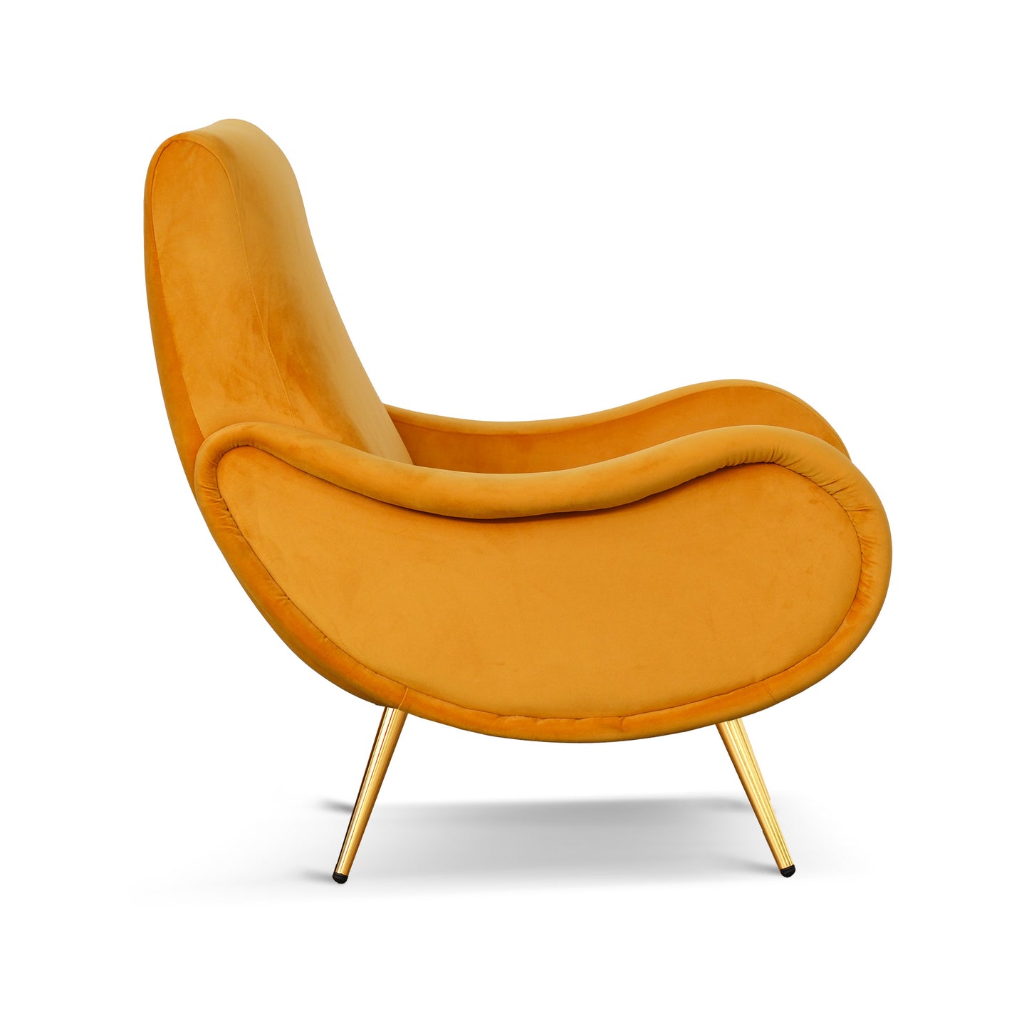 Fauteuil Miss en velours jaune moutarde