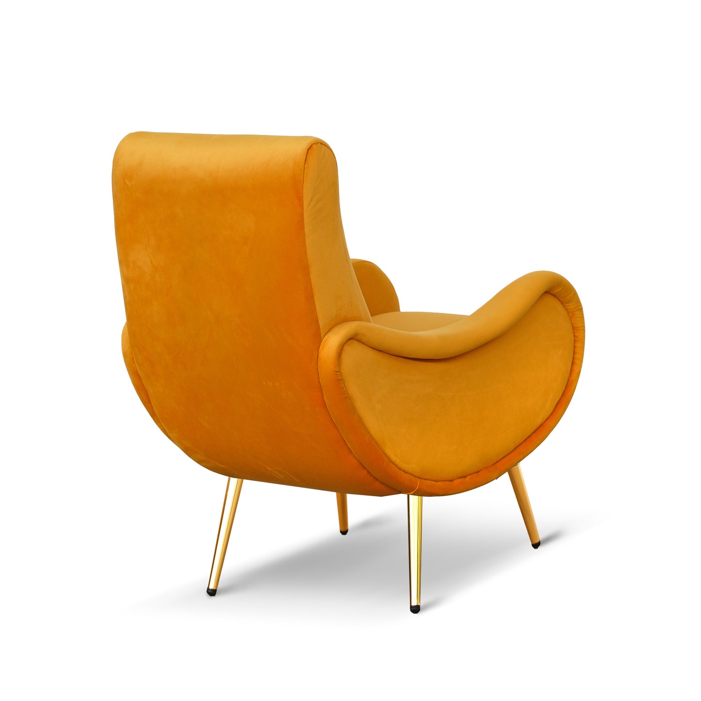 Fauteuil Miss en velours jaune moutarde