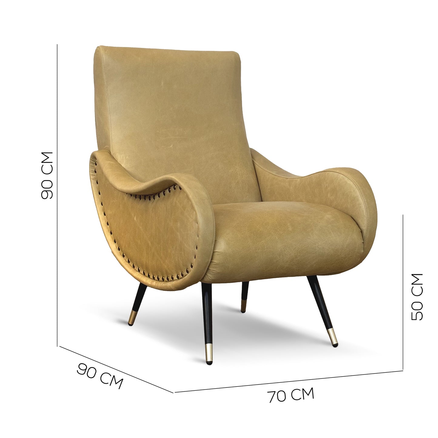 Miss Sessel aus hochwertigem Vollnarbenleder – ikonisches Design der 1950er Jahre