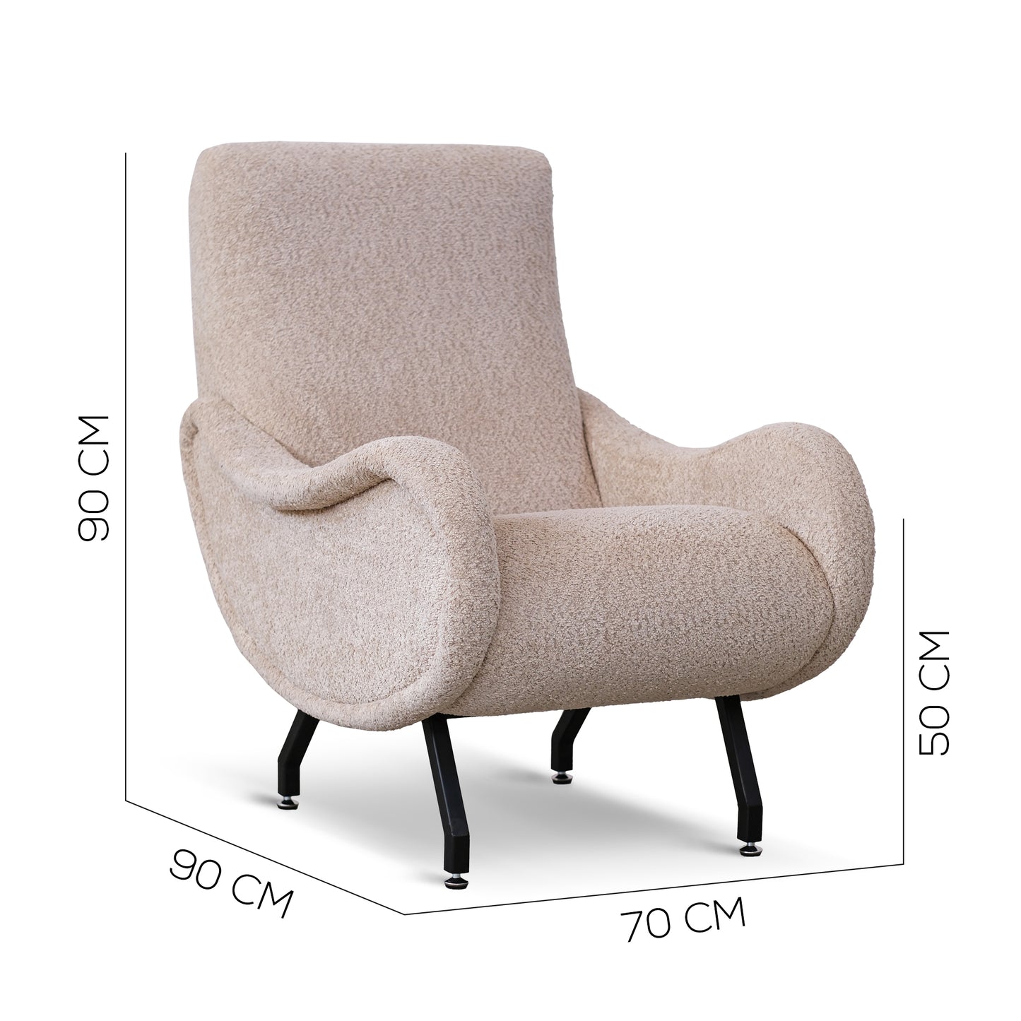 Fauteuil Miss en Tissu Bouclé Beige