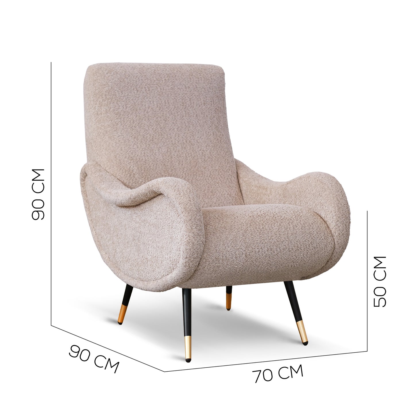 Fauteuil Miss en Tissu Bouclé Beige