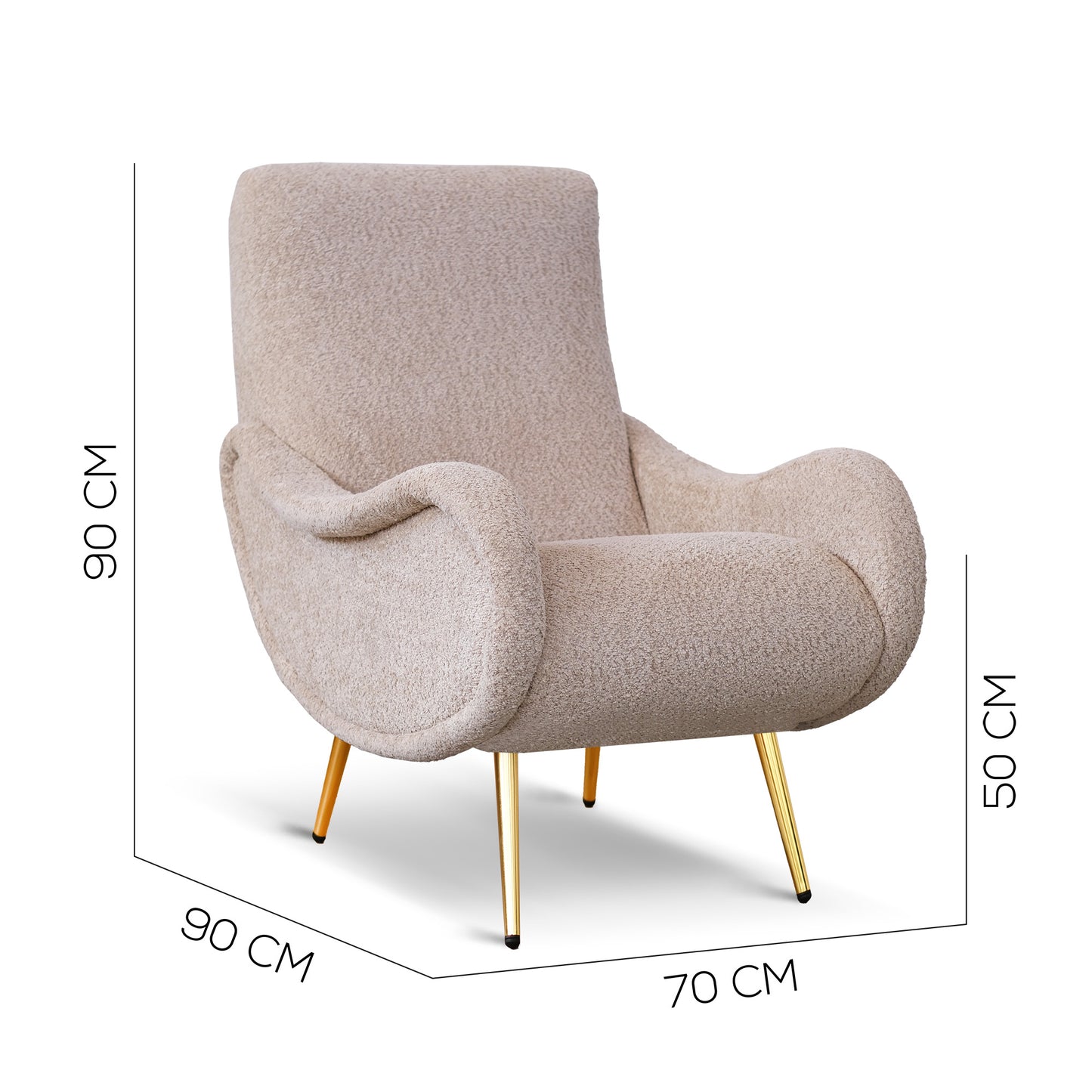 Fauteuil Miss en Tissu Bouclé Beige