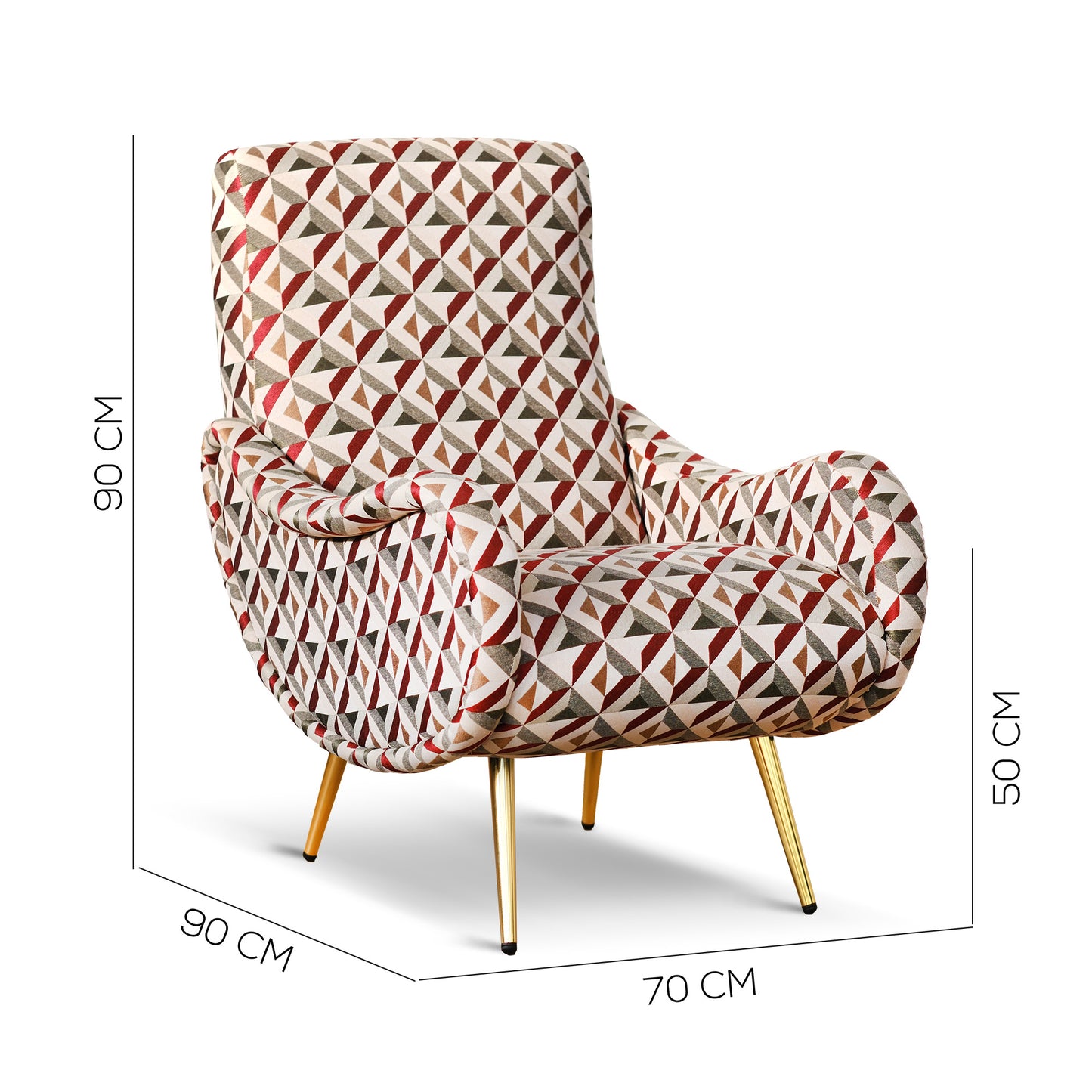 Poltrona Miss tessuto motivo geometrico gambe oro