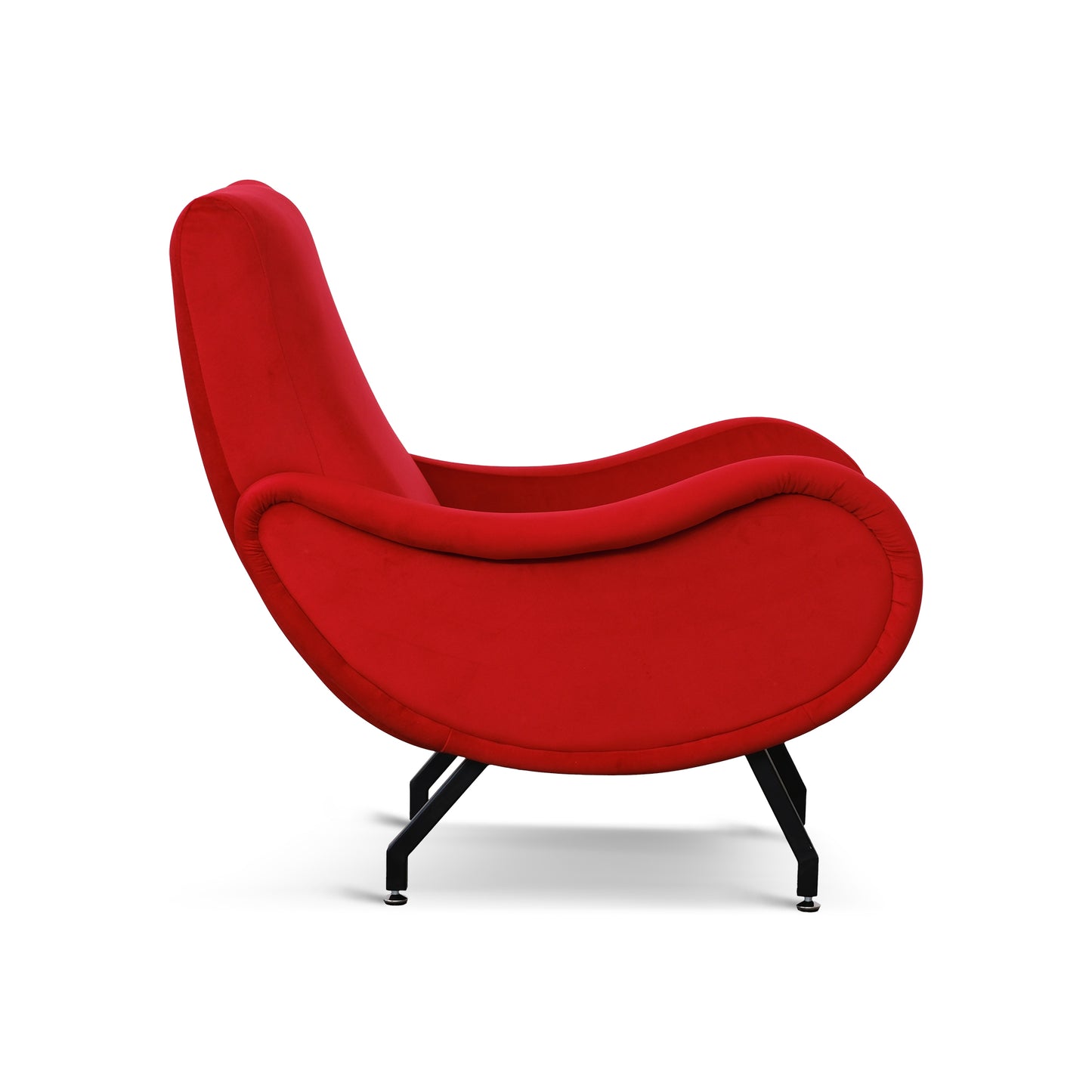 Fauteuil Miss en velours rouge avec structure noire