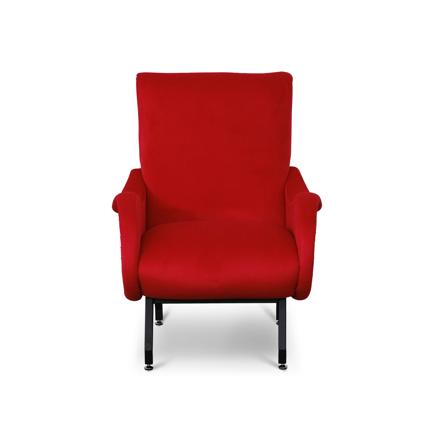 Fauteuil Miss en velours rouge avec structure noire