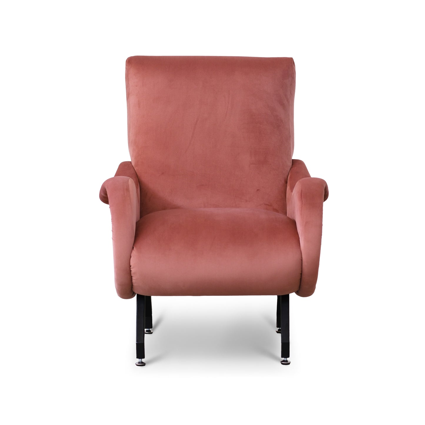 Fauteuil Miss en velours saumon avec piètement noir