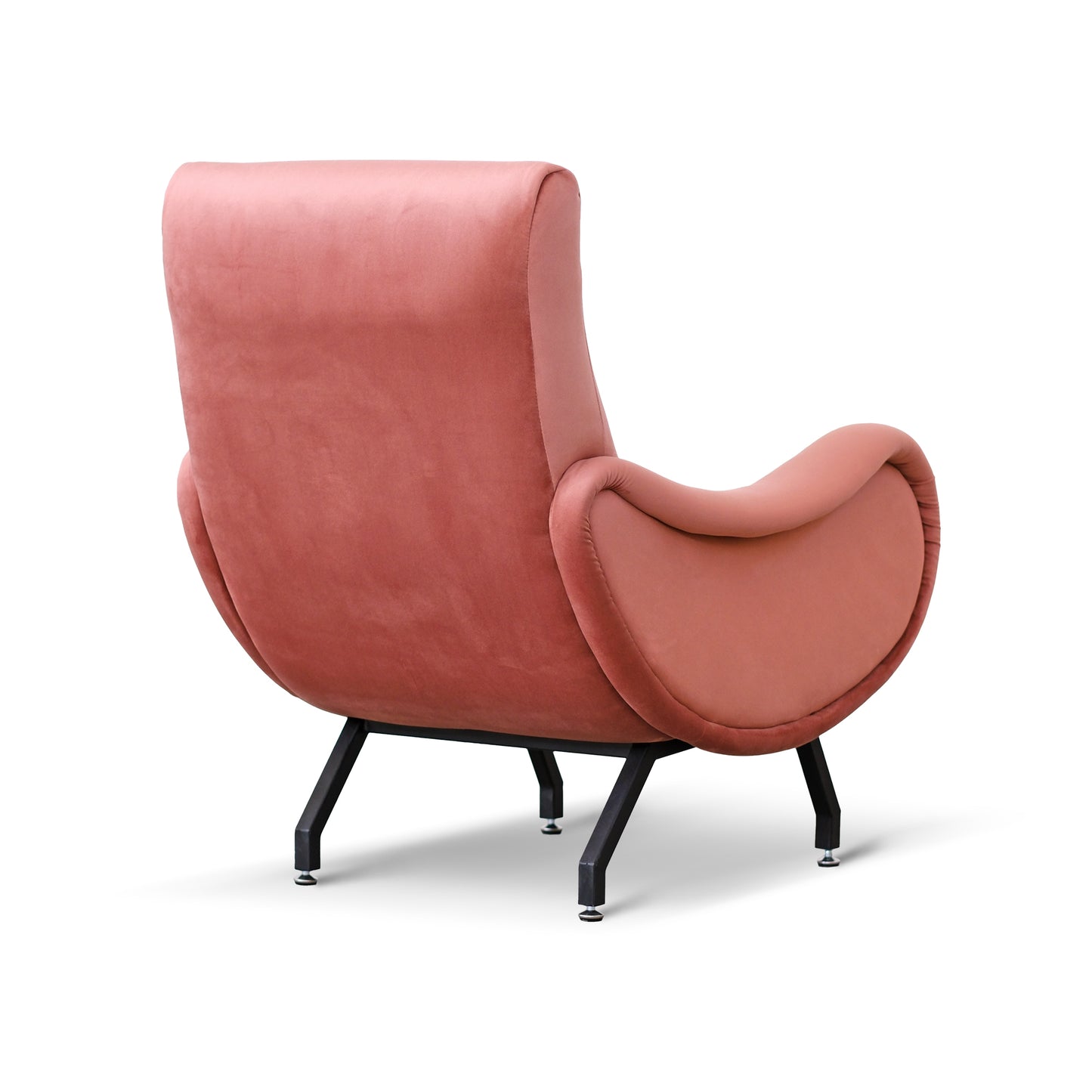 Fauteuil Miss en velours saumon avec piètement noir