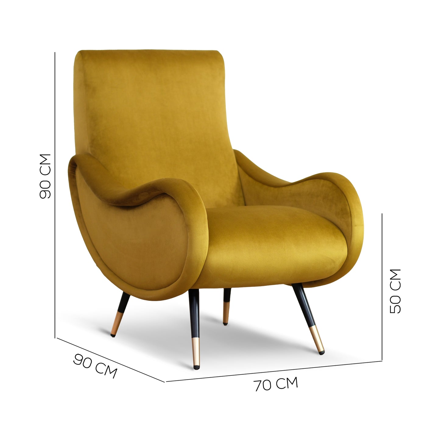 Poltrona Miss velluto senape gold