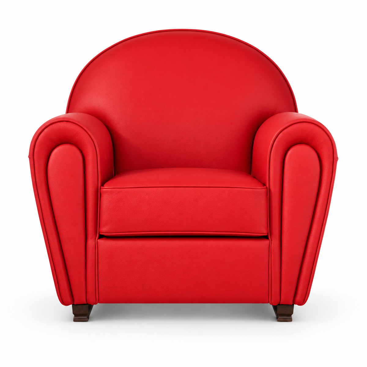 Fauteuil pull up en cuir grainé rouge cerise, modèle Luxury