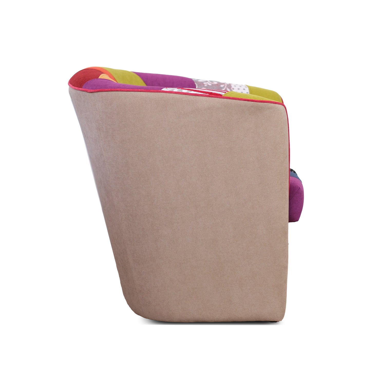 Fauteuil baignoire Valentina en tissu patchwork beige