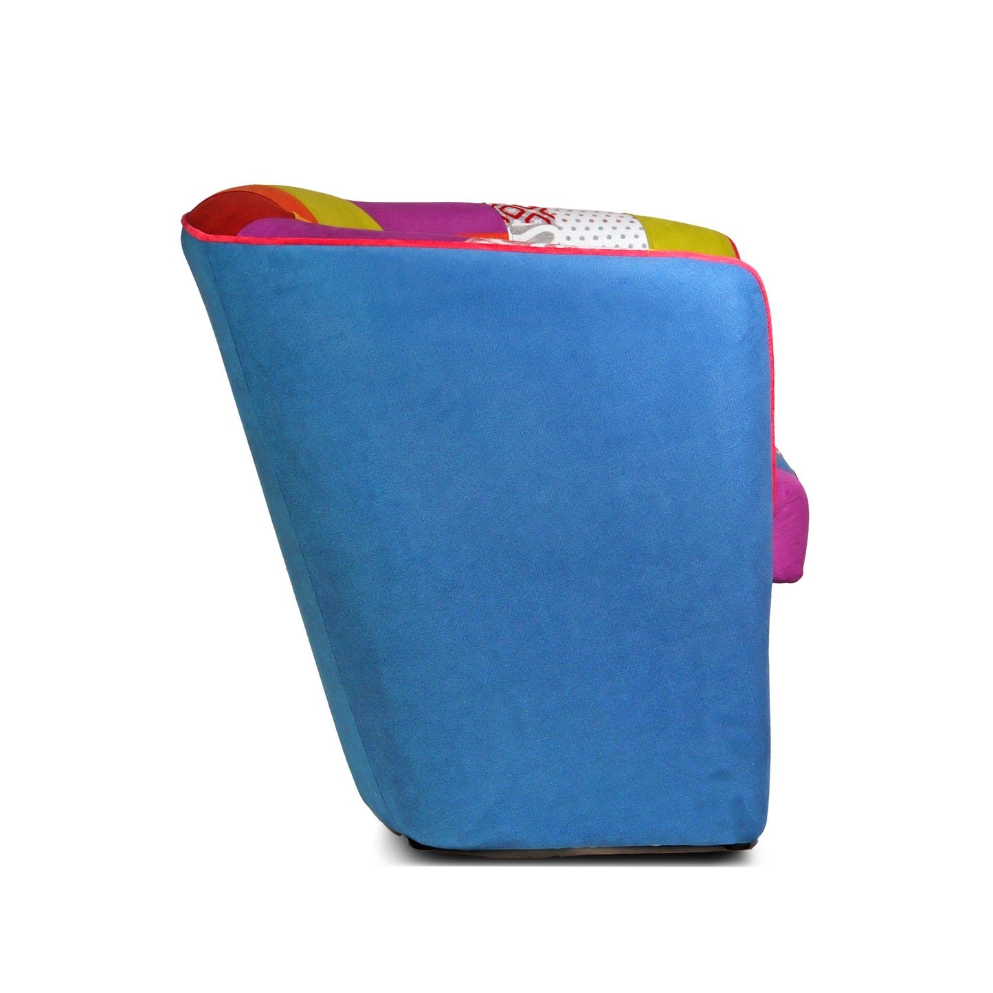Valentina-Sessel aus blauem Patchworkstoff