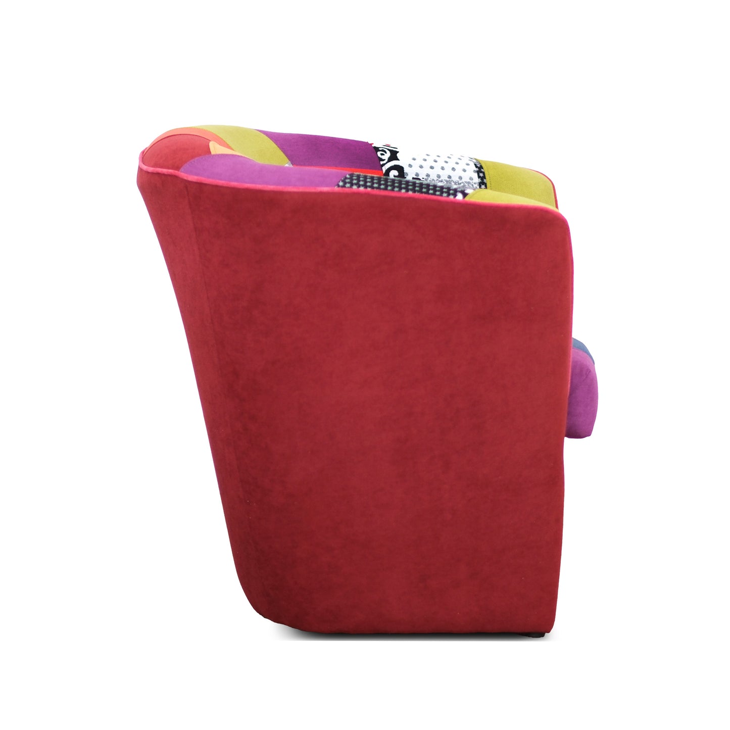Fauteuil baignoire Valentina en tissu patchwork rouge
