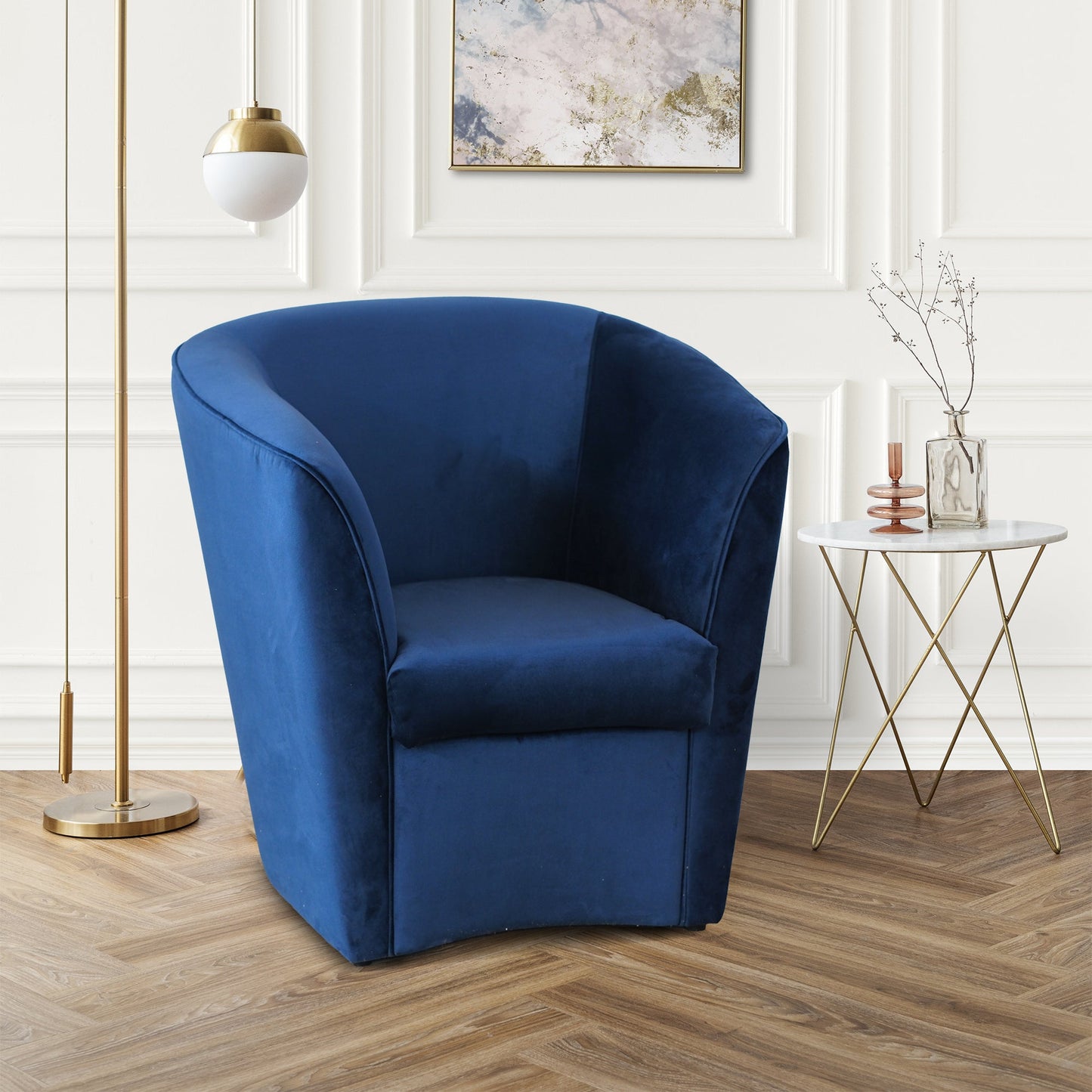 Fauteuil de cockpit en velours bleu Valentina