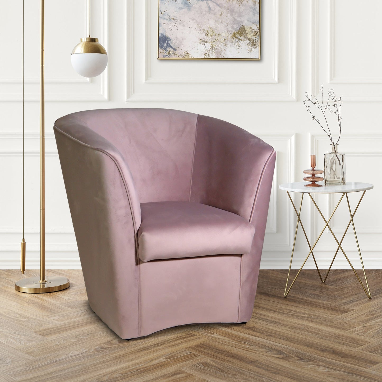 Fauteuil Valentina Pozzetto en velours poudre