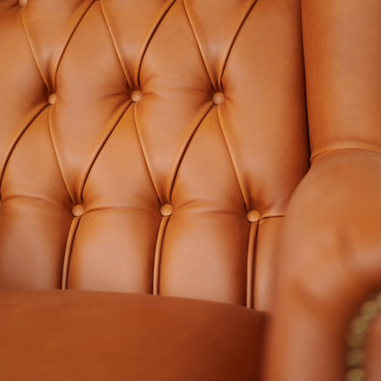 Poltrona Chesterfield Bergere Regina Pelle Fiore Premium - Design Iconico