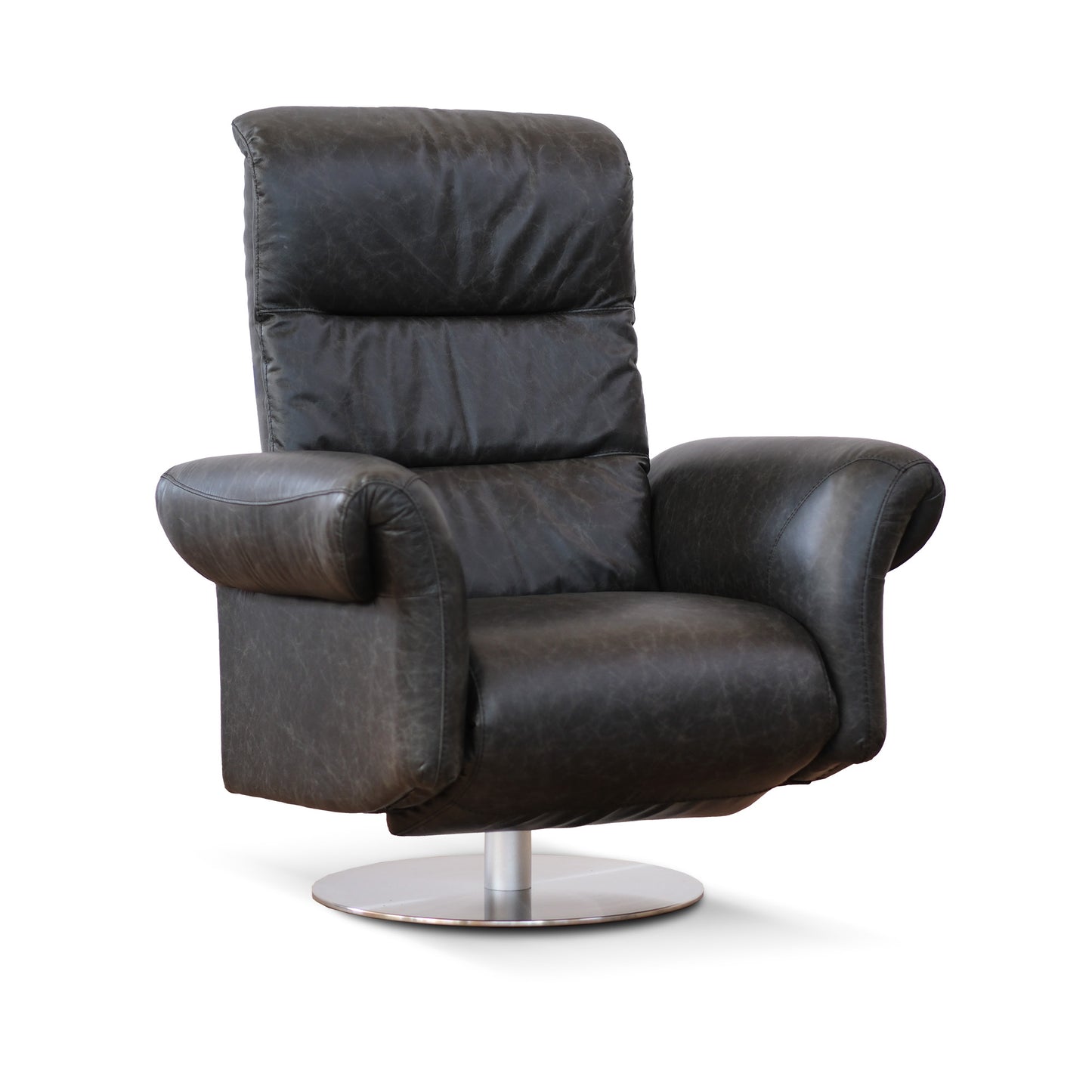 Poltrona relax elettrica girevole Musa pelle fiore antracite