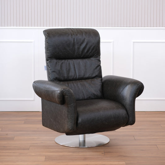 Poltrona relax elettrica girevole Musa pelle fiore antracite