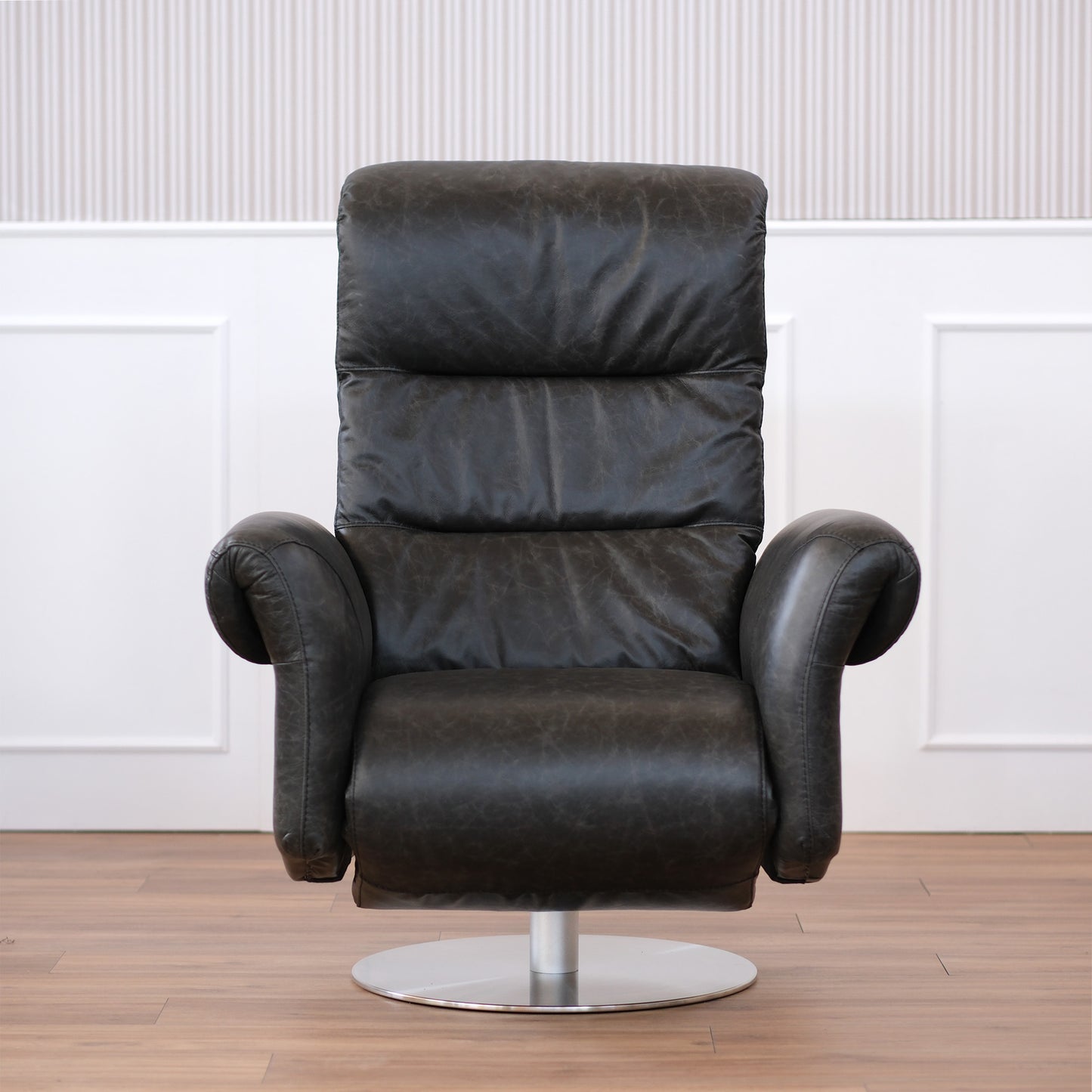 Poltrona relax elettrica girevole Musa pelle fiore antracite