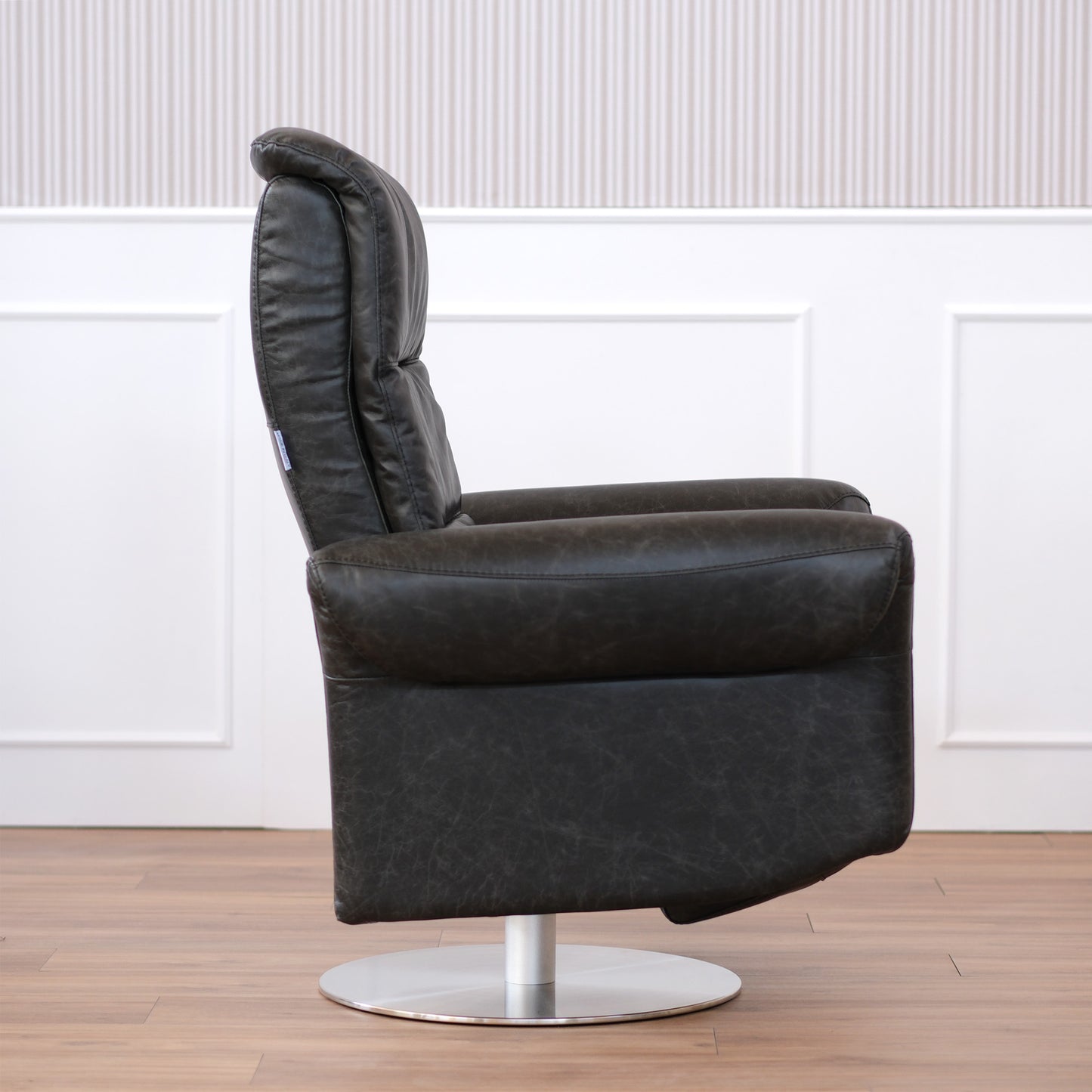 Poltrona relax elettrica girevole Musa pelle fiore antracite