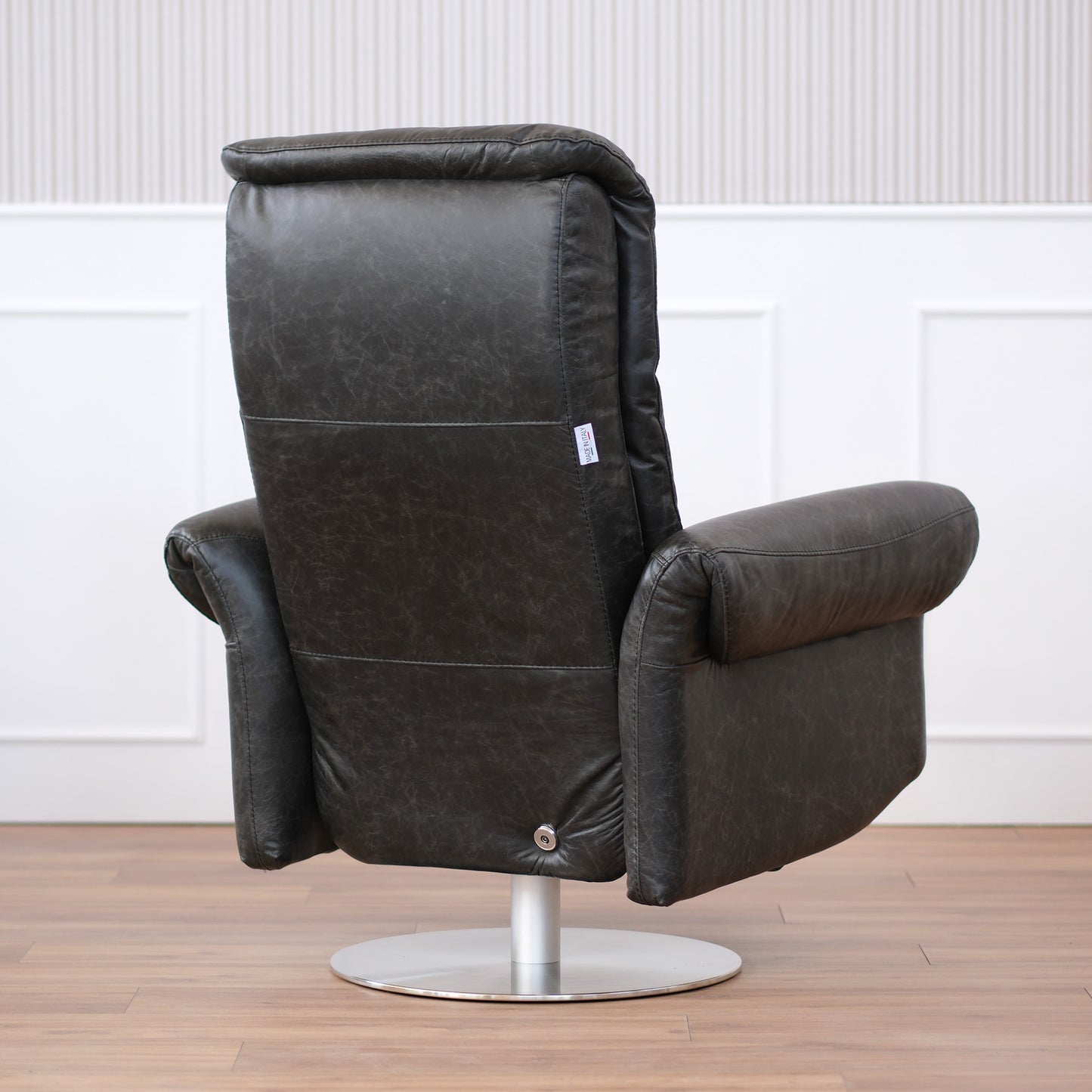 Poltrona relax elettrica girevole Musa pelle fiore antracite
