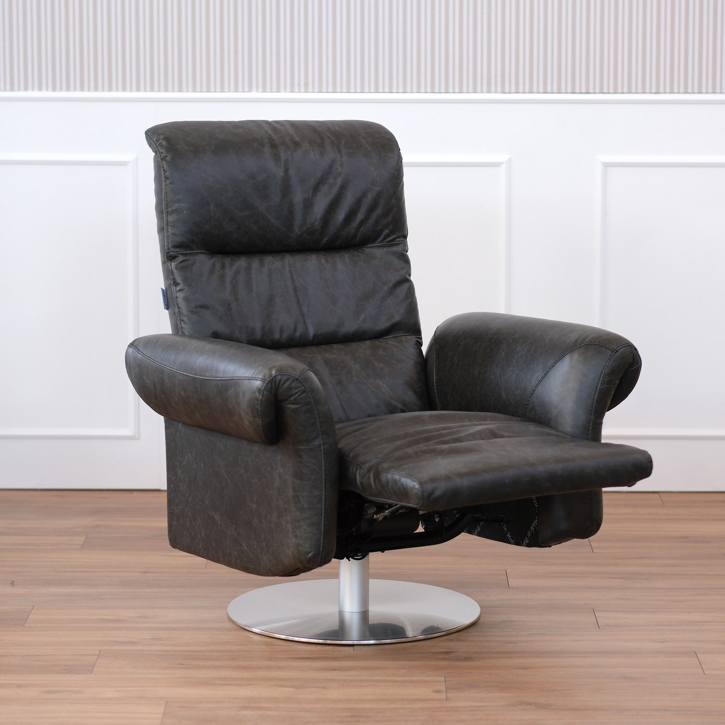 Poltrona relax elettrica girevole Musa pelle fiore antracite