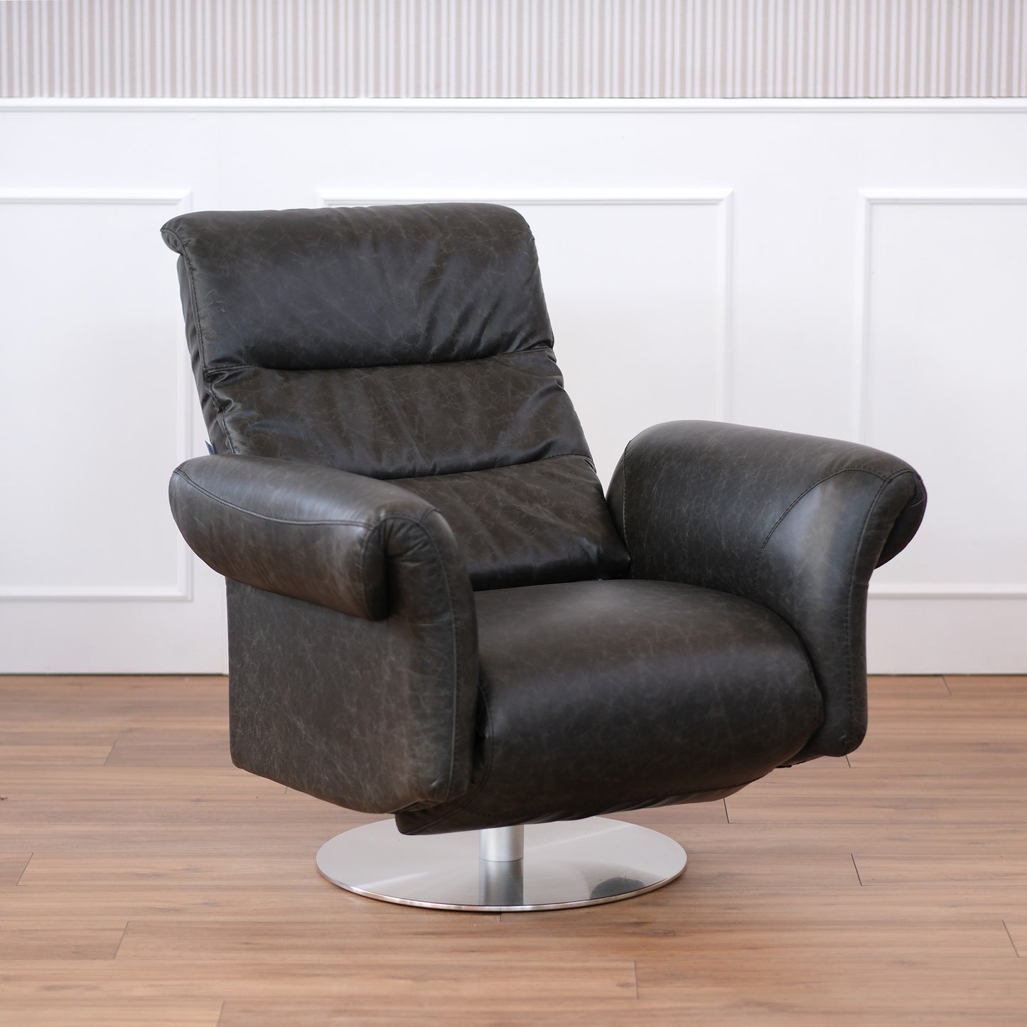 Poltrona relax elettrica girevole Musa pelle fiore antracite