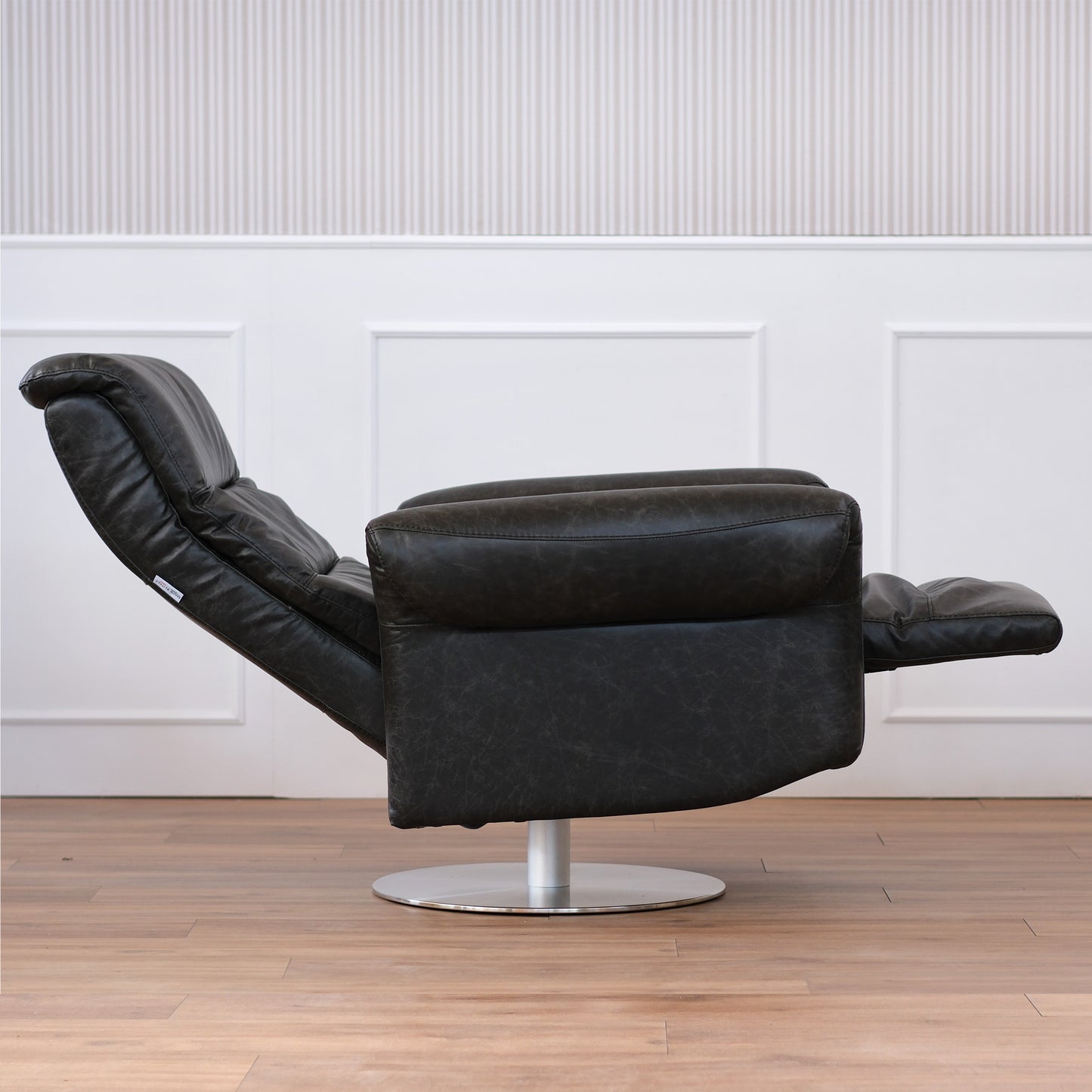 Poltrona relax elettrica girevole Musa pelle fiore antracite