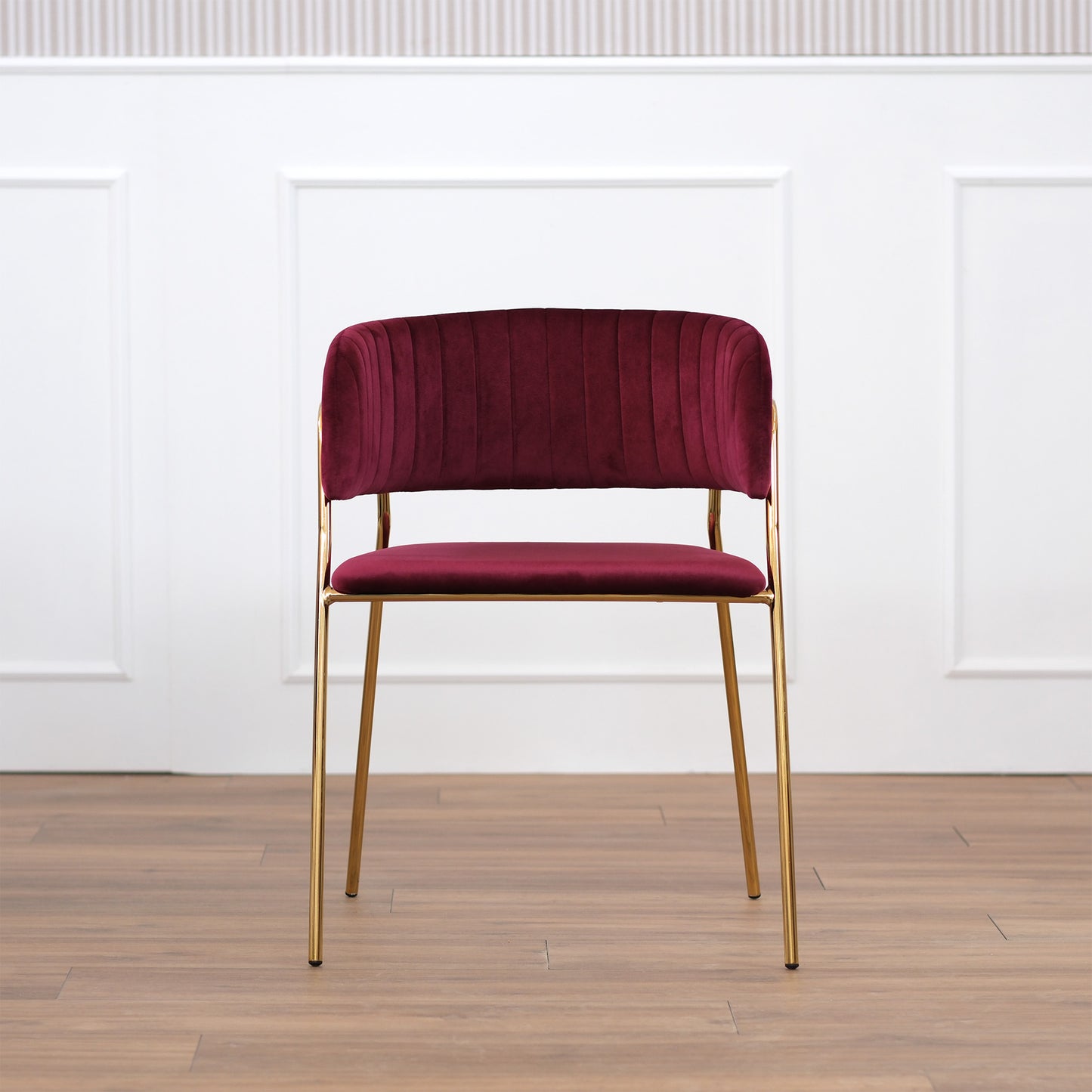 Set 2 sedie velluto bordeaux con schienale avvolgente struttura oro - Vita