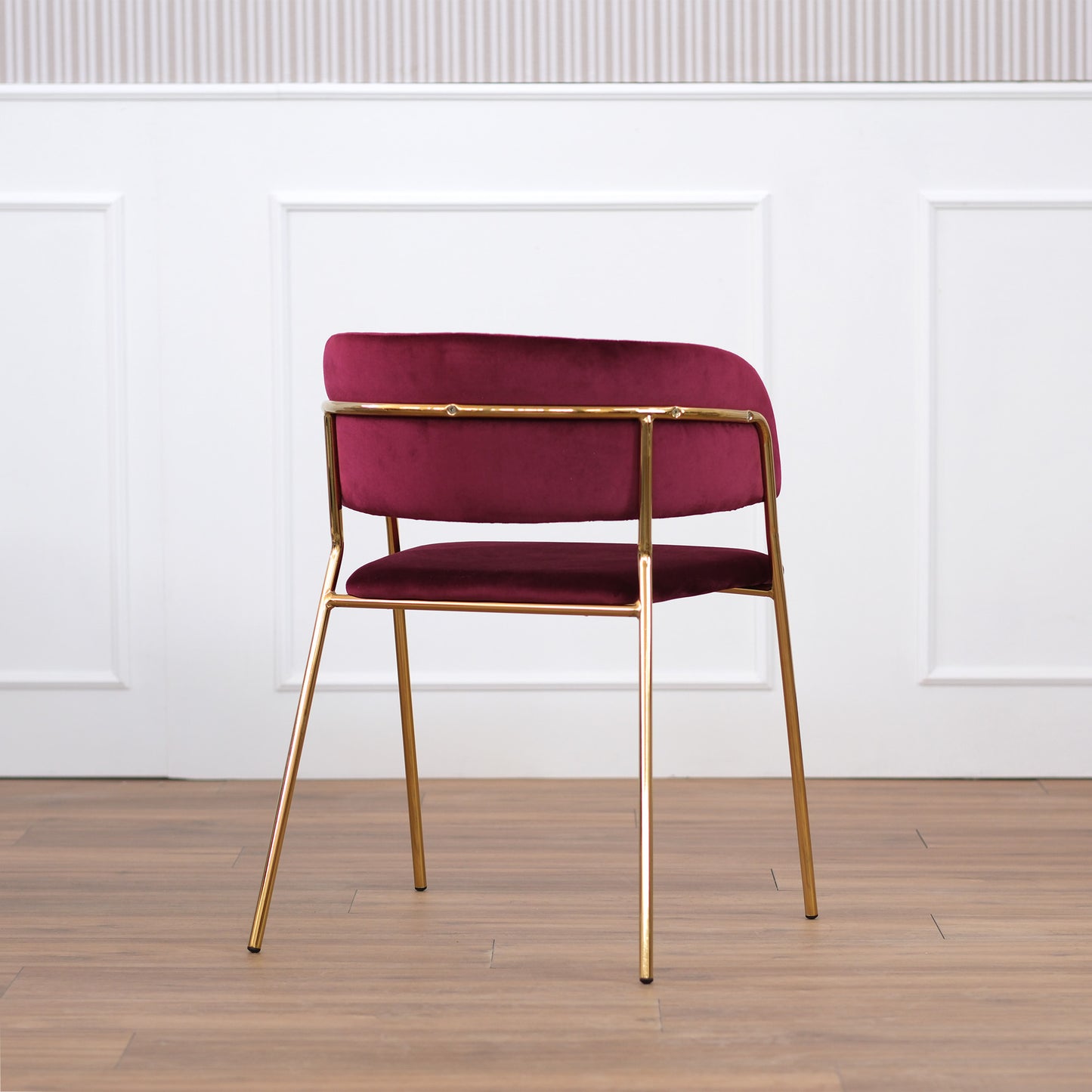 Set 2 sedie velluto bordeaux con schienale avvolgente struttura oro - Vita