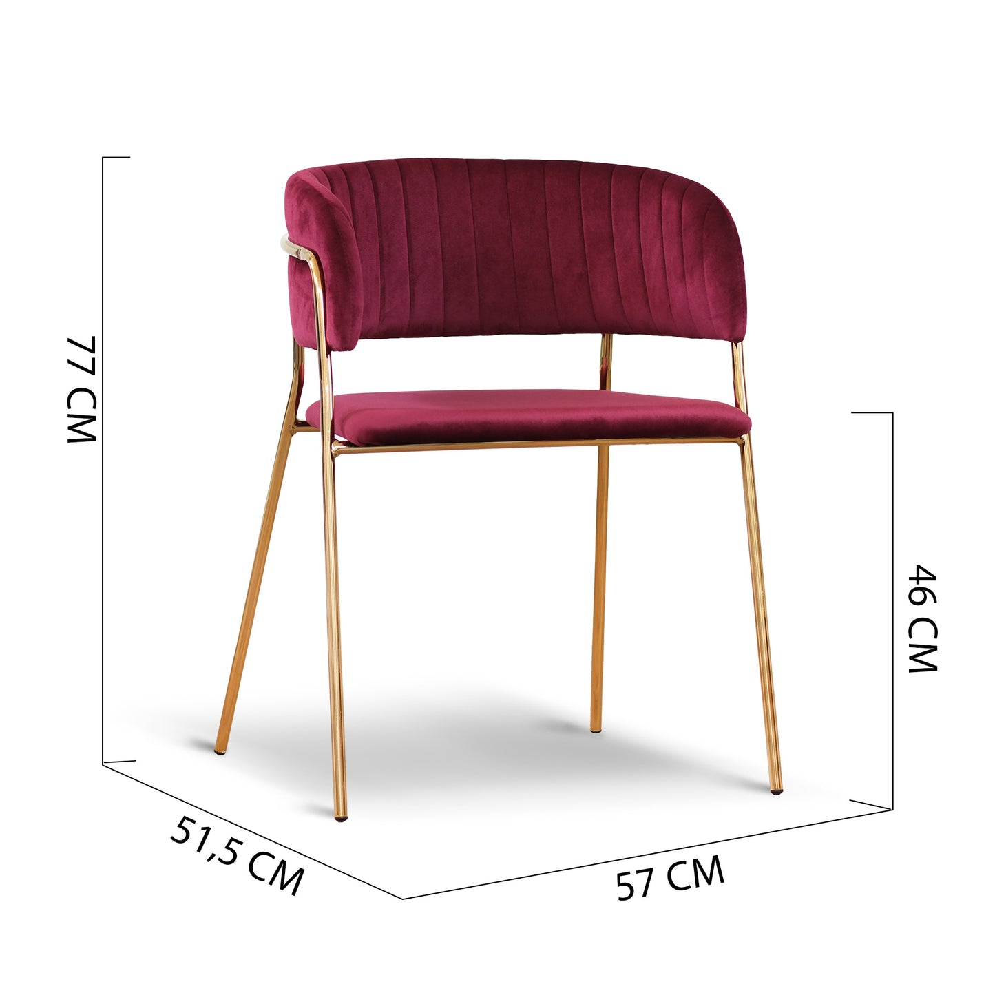 Set 2 sedie velluto bordeaux con schienale avvolgente struttura oro - Vita