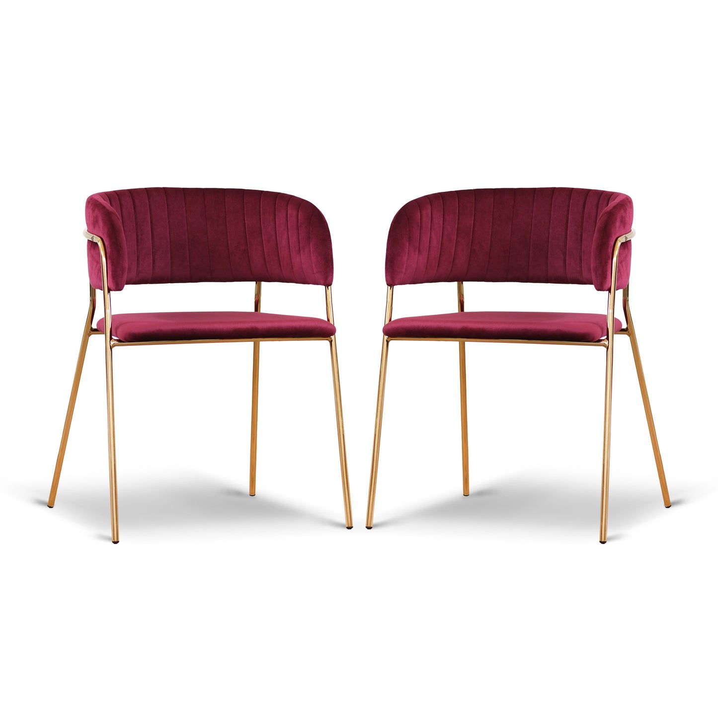 Set 2 sedie velluto bordeaux con schienale avvolgente struttura oro - Vita