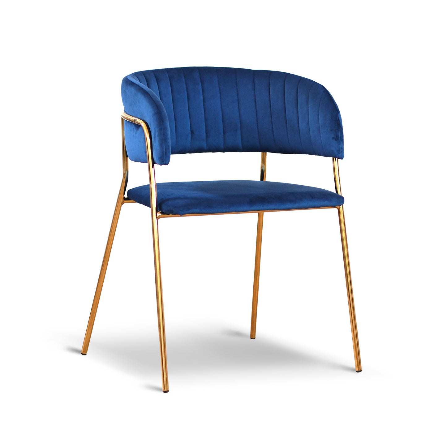 Lot de 2 chaises en velours bleu dossier enveloppant et structure dorée - Vita