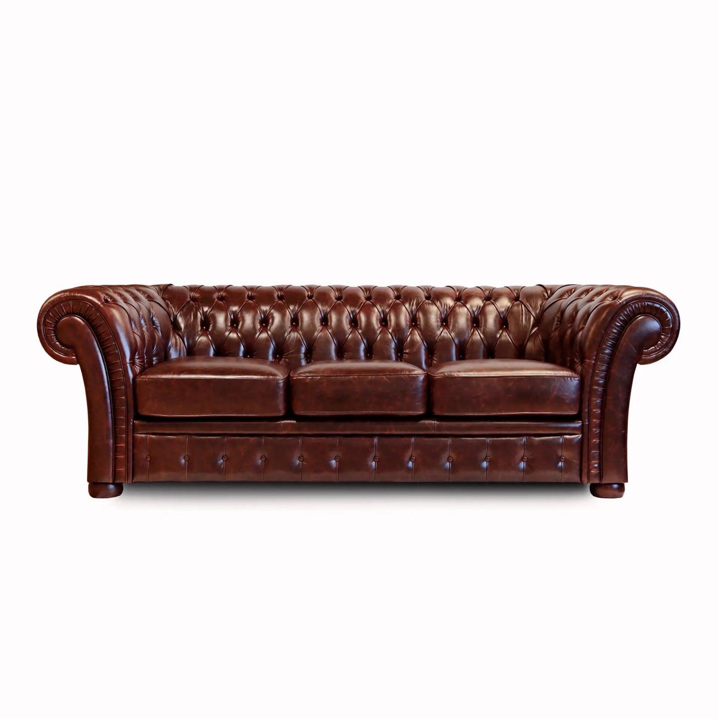Canapé Chester Gabbiano Cuir Grain Marron Foncé