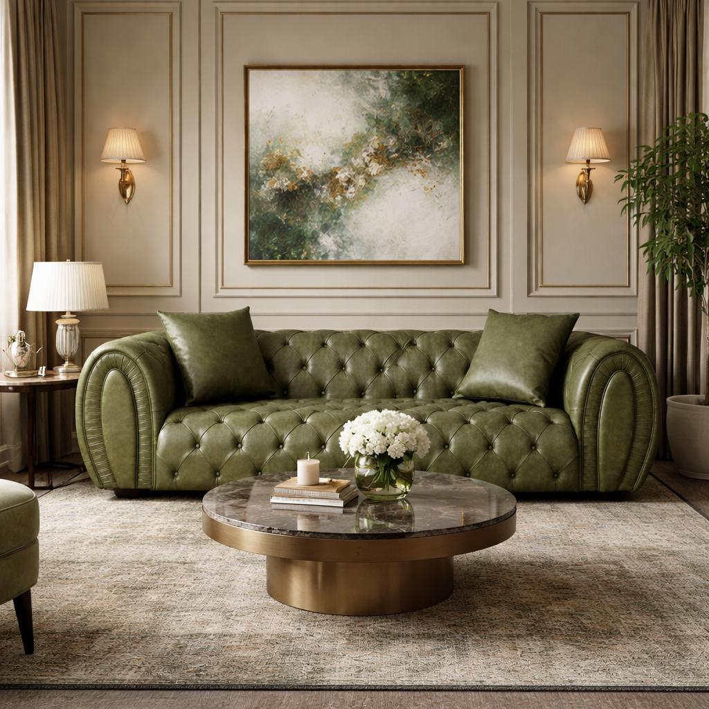 Chesterfield in pelle fiore