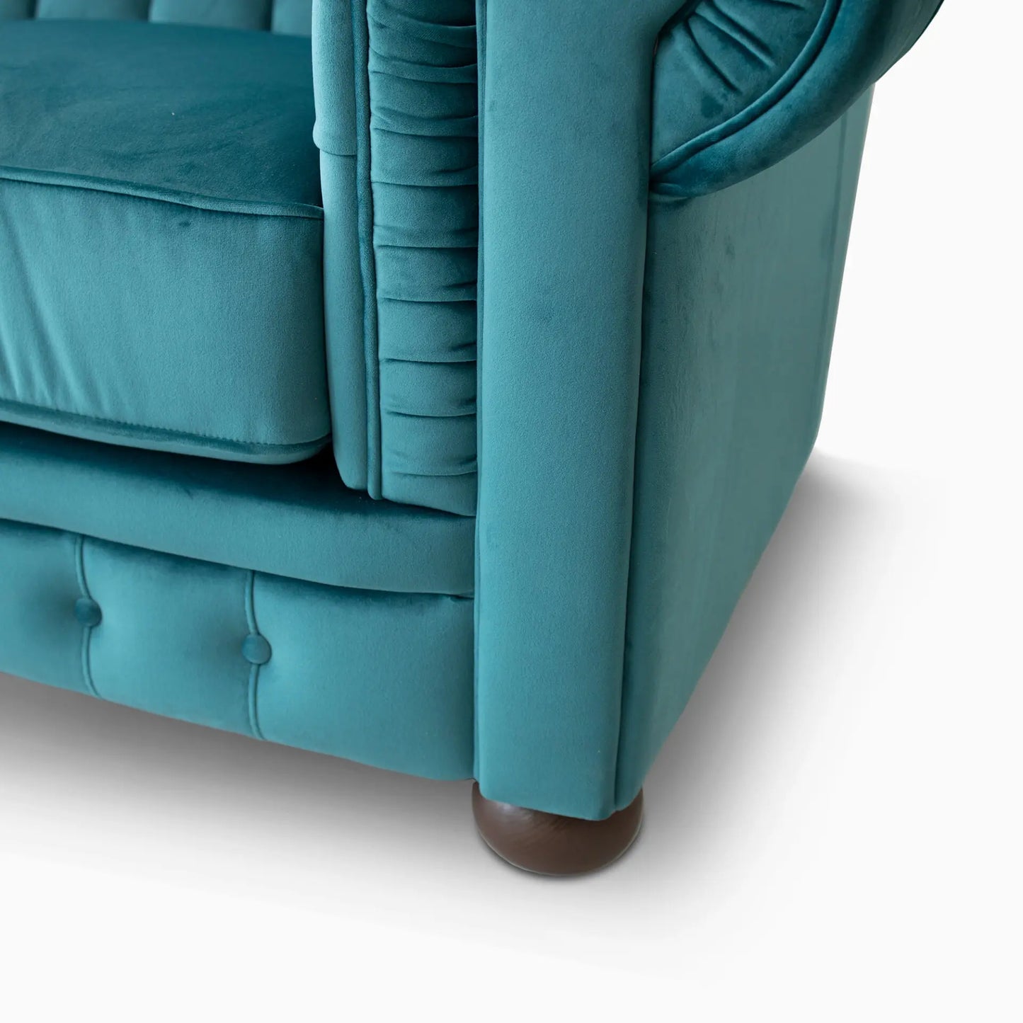 Divano Chesterfield 2 Posti Velluto Blu Pavone