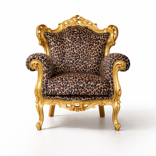 Barock Sessel Caterina - Blattgold, Stoff und Samt – Italienisches Luxushandwerk