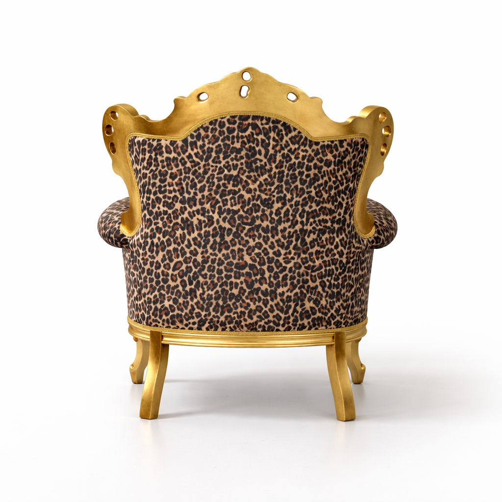 Poltrona Barocca Caterina - Foglia Oro, Tessuto e Velluto – Artigianato Italiano di Lusso