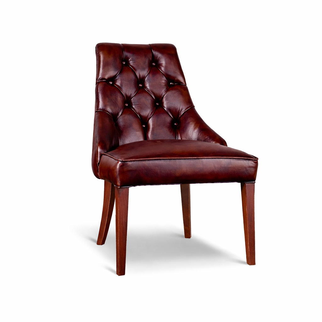 Sedia Chesterfield Casadei Pelle Primo Fiore - Gambe Legno di Faggio Massello