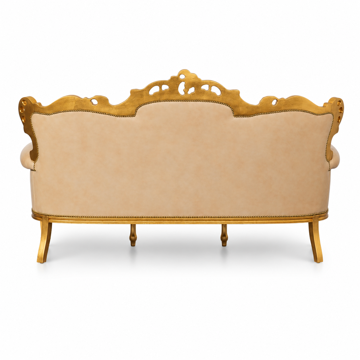 Divano 3 posti Barocco Caterina - Foglia Oro, Pelle Primo Fiore Premium – Artigianato Italiano di Lusso (Copia)