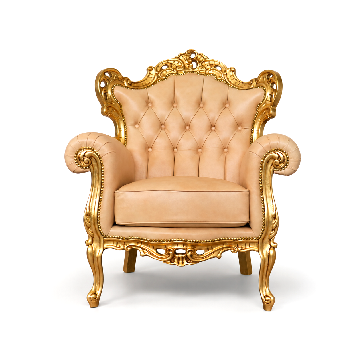 Barock Sessel Caterina - Blattgold, Stoff und Samt – Italienisches Luxushandwerk