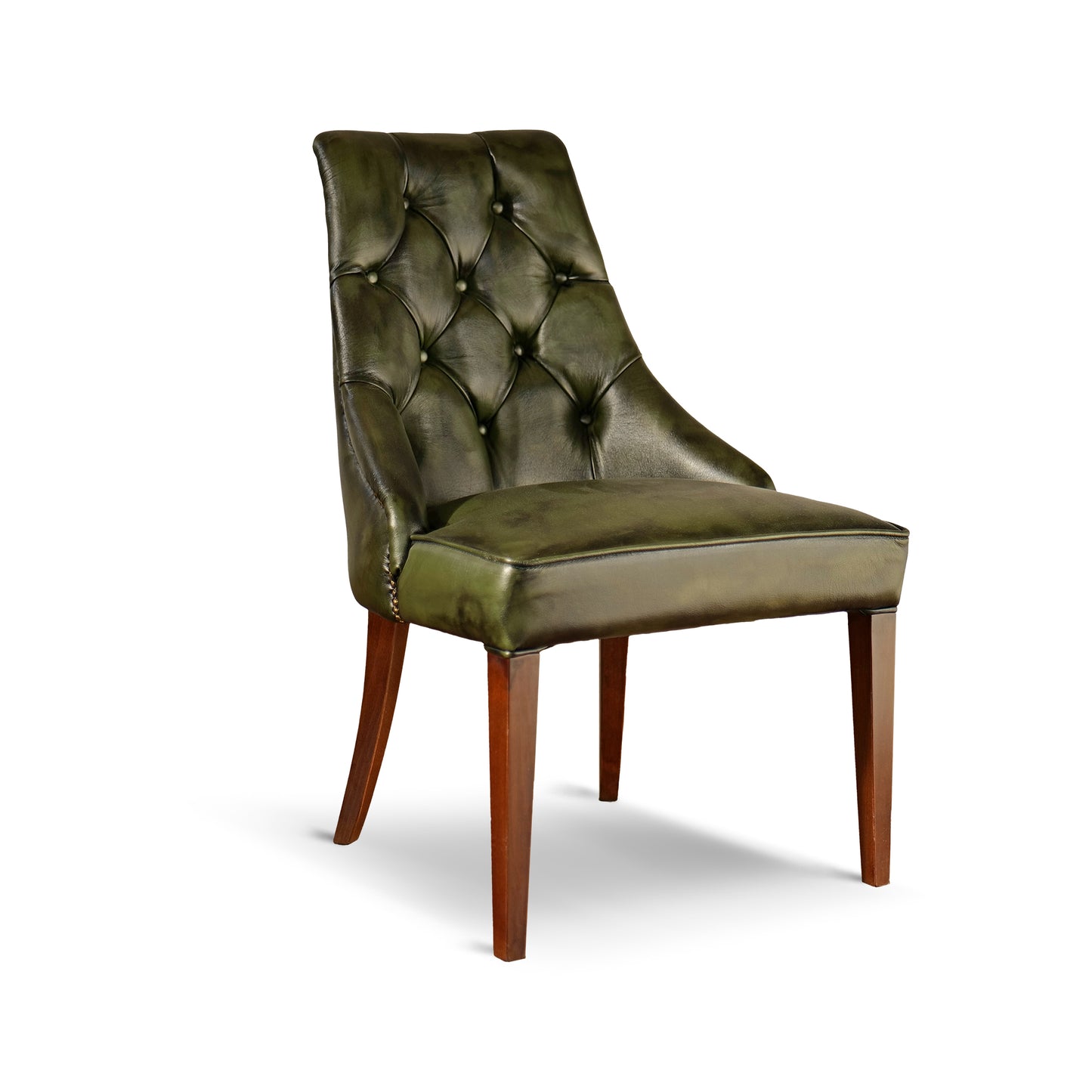 Sedia Chesterfield Casadei Pelle Primo Fiore - Gambe Legno di Faggio Massello