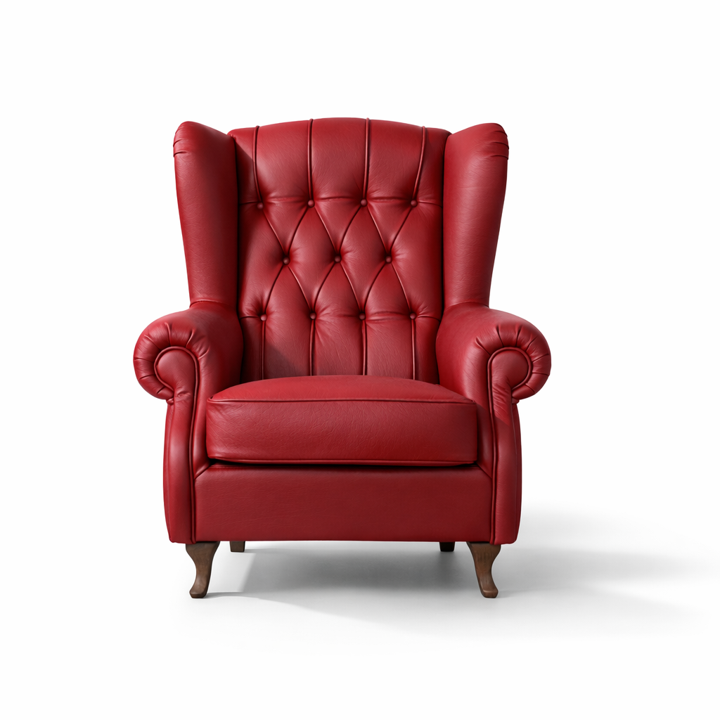 Fauteuil Chester Bergère Regina cuir fleur vert style old America fini à la main 