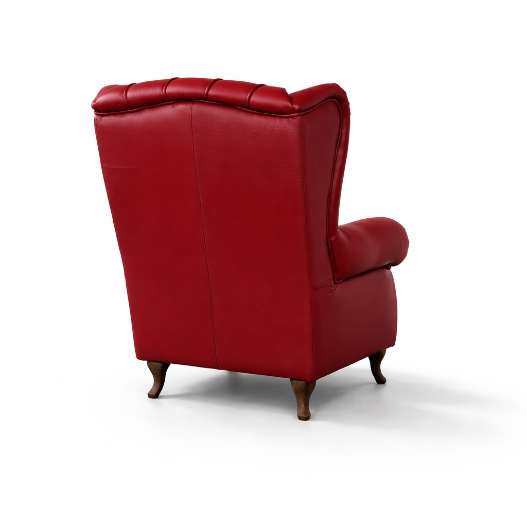 Fauteuil Chester Bergère Regina cuir fleur vert style old America fini à la main 