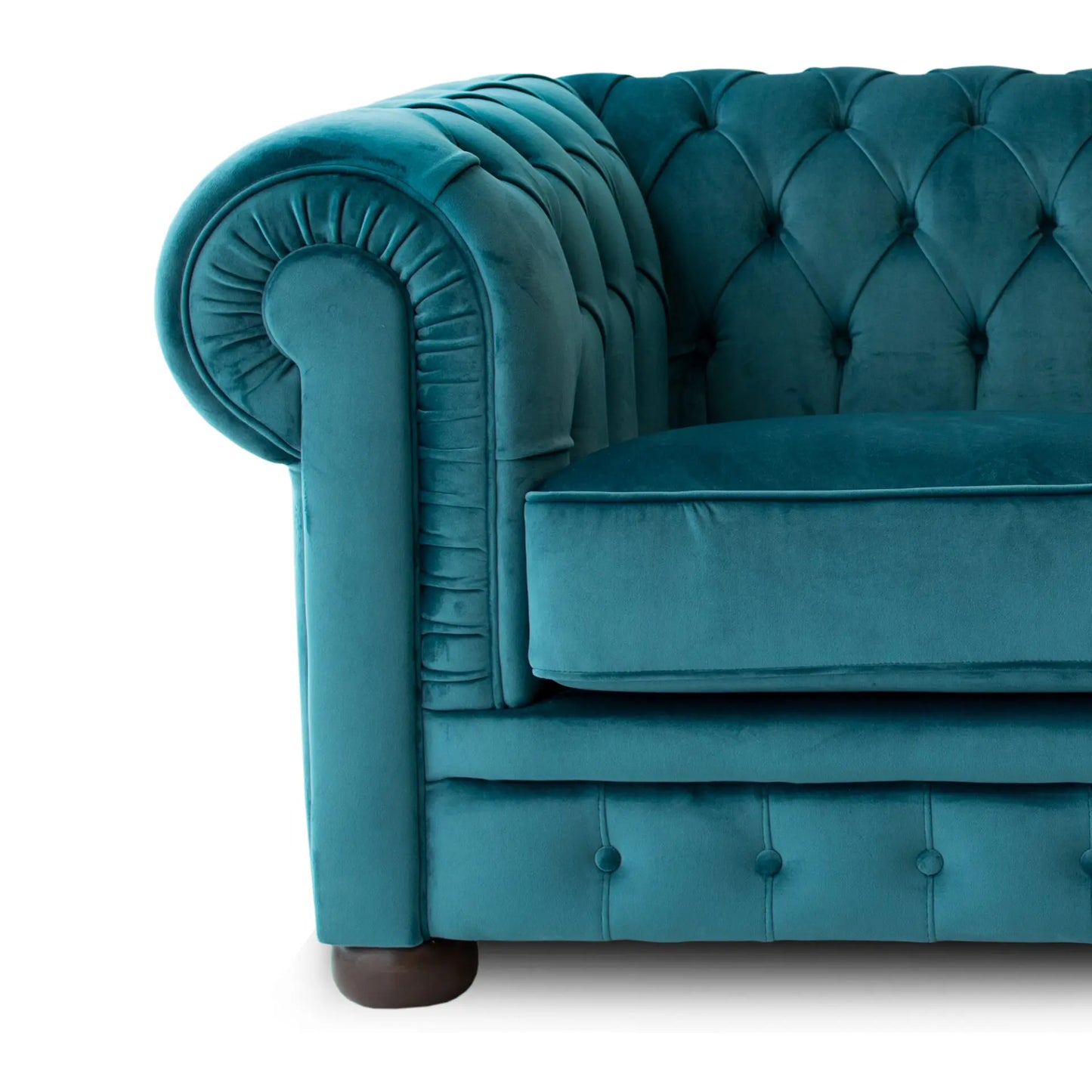 Divano Chesterfield 2 Posti Velluto Blu Pavone